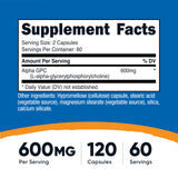Nutricost Alpha GPC cápsulas-vegetarianas: ingesta diaria sin gluten.