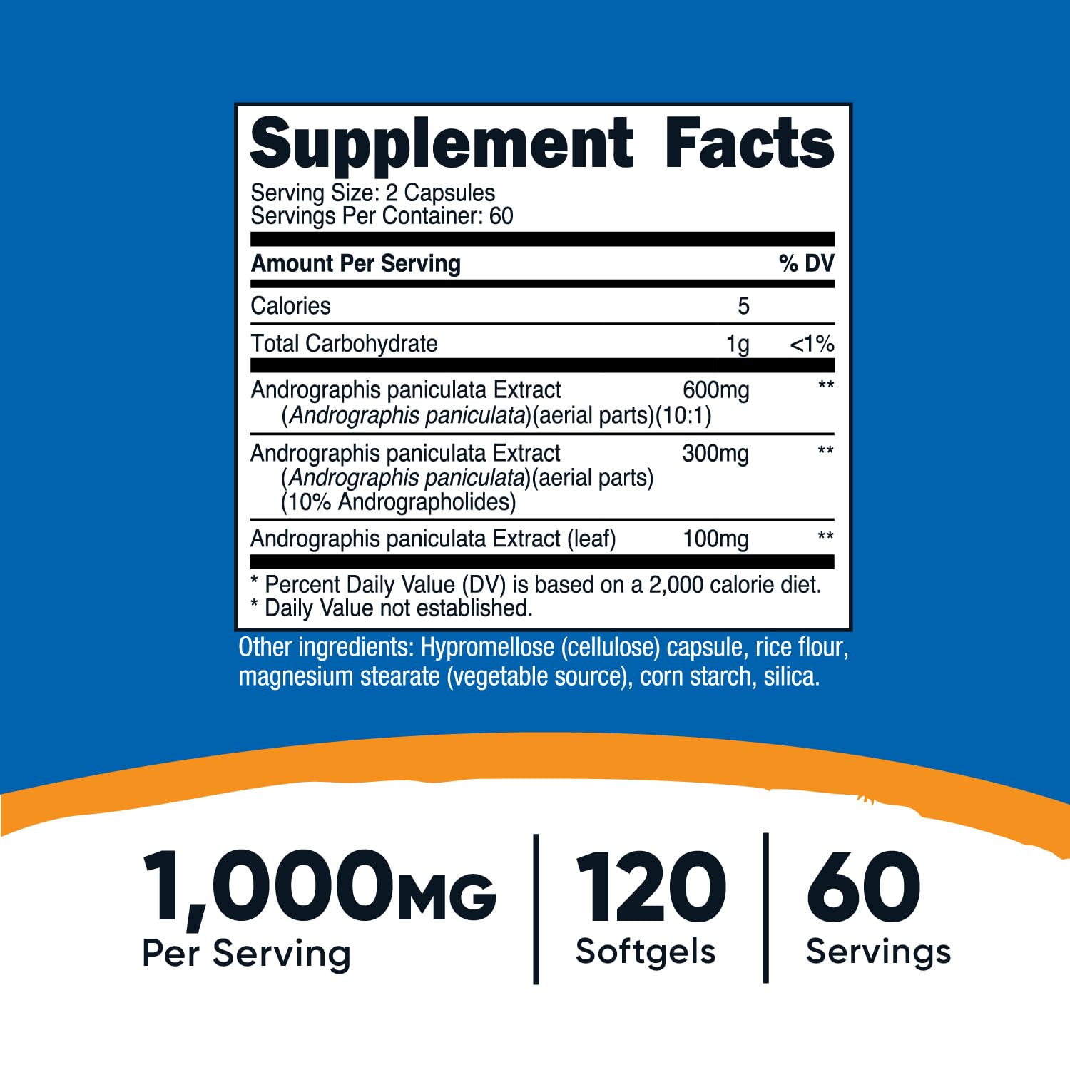 Nutricost Andrographis Extract Capsules: cápsulas de 500 mg para fácil toma diaria.