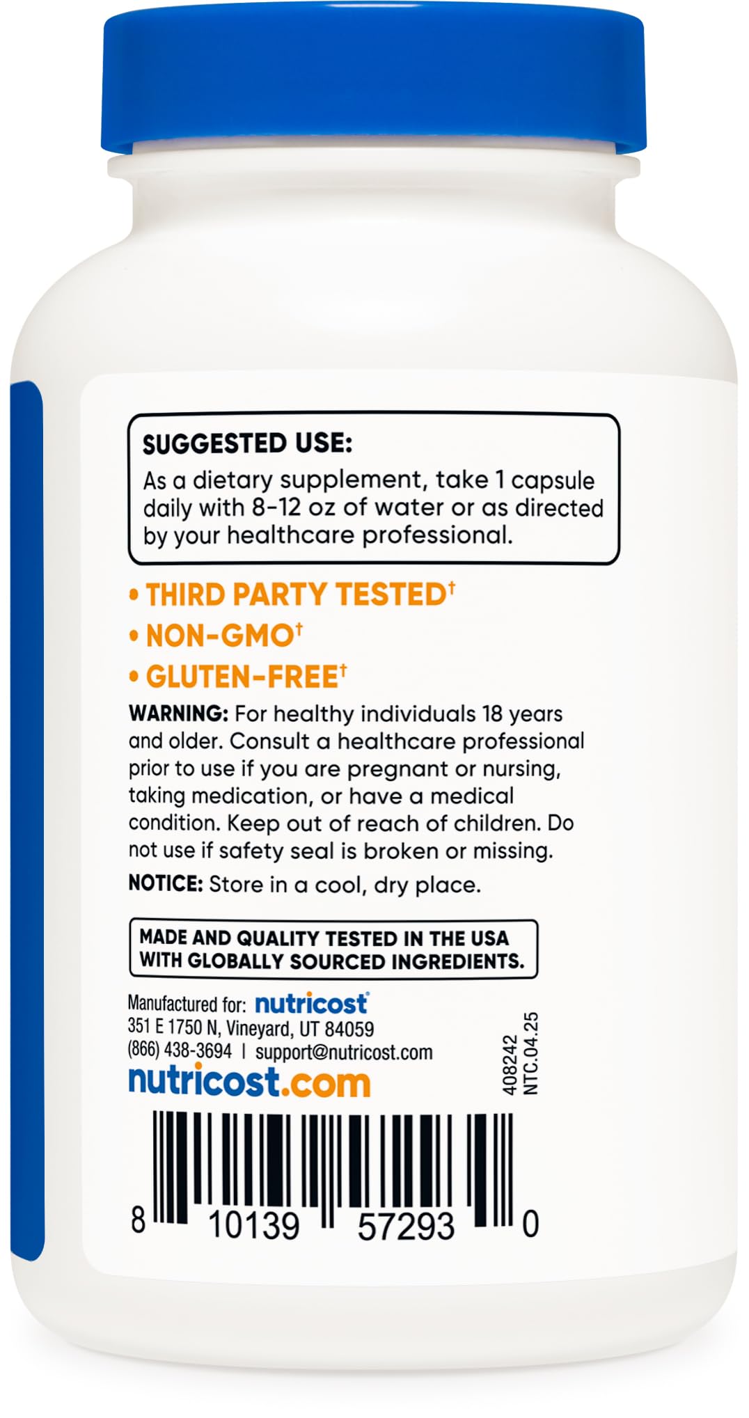 Nutricost Arándano Extracto dosis diarias con 500 mg de extracto