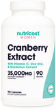 Nutricost Extracto de Arándano para mujeres, botella visible, uso diario seguro.