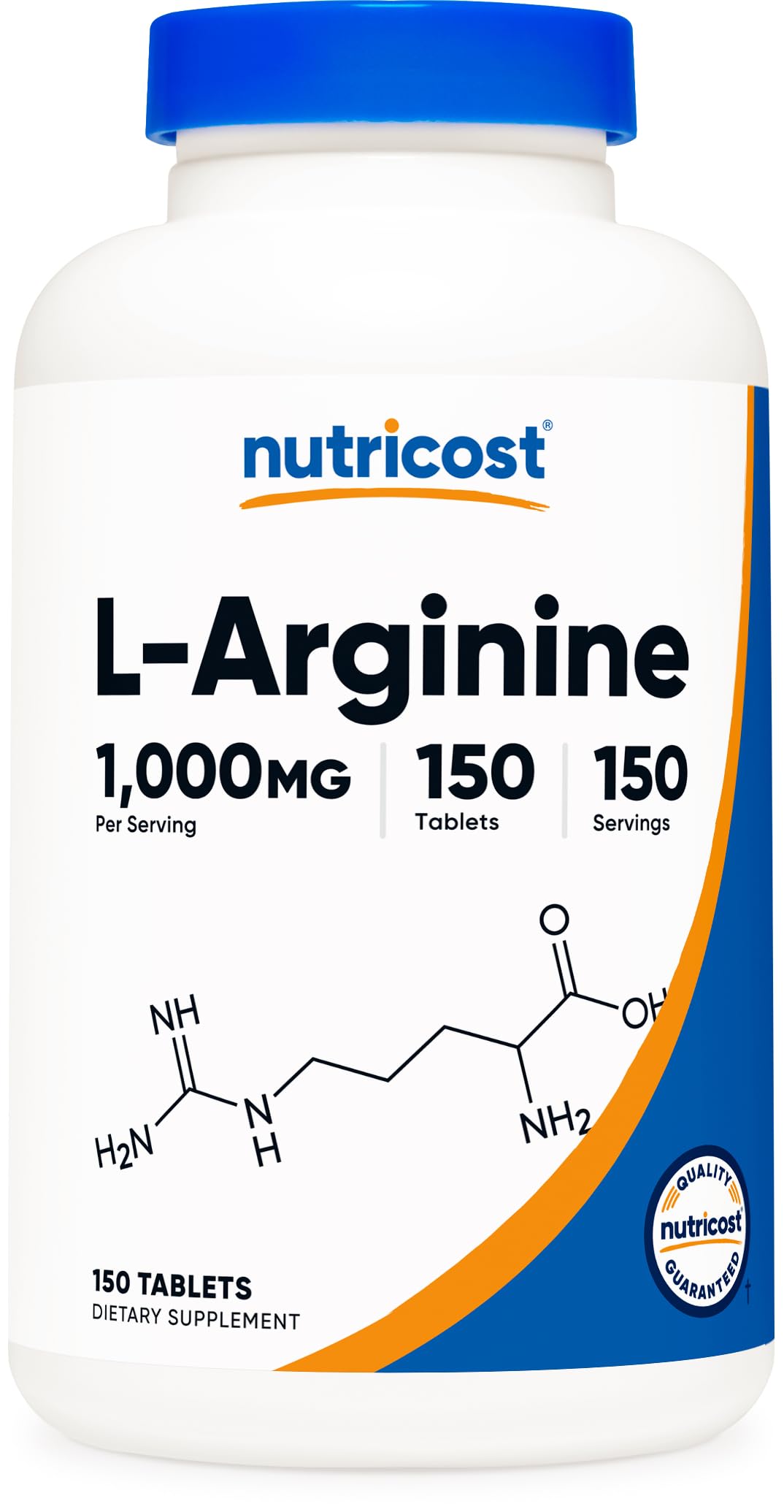 Nutricost L-Arginina 1000 mg frente de tableta, opción práctica para aminoácidos