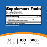 Nutricost Arginina AKG etiqueta frontal, muestra formato y pureza del producto.