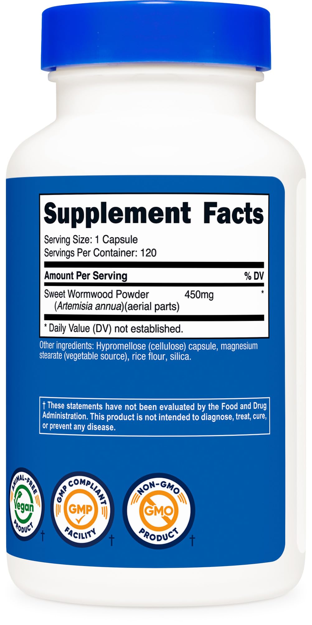 Empaque sellado de Nutricost Artemisa 450 mg para compras a largo plazo.