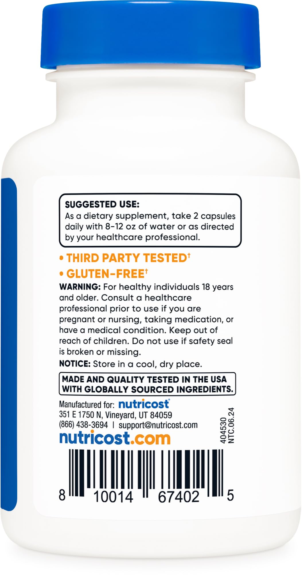 Nutricost Artemisinina 200 mg, etiqueta 60 porciones, conveniencia para tu plan semanal.