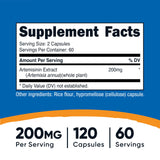 Nutricost Artemisinina 200 mg, botella trasera, verificación de calidad y pureza.