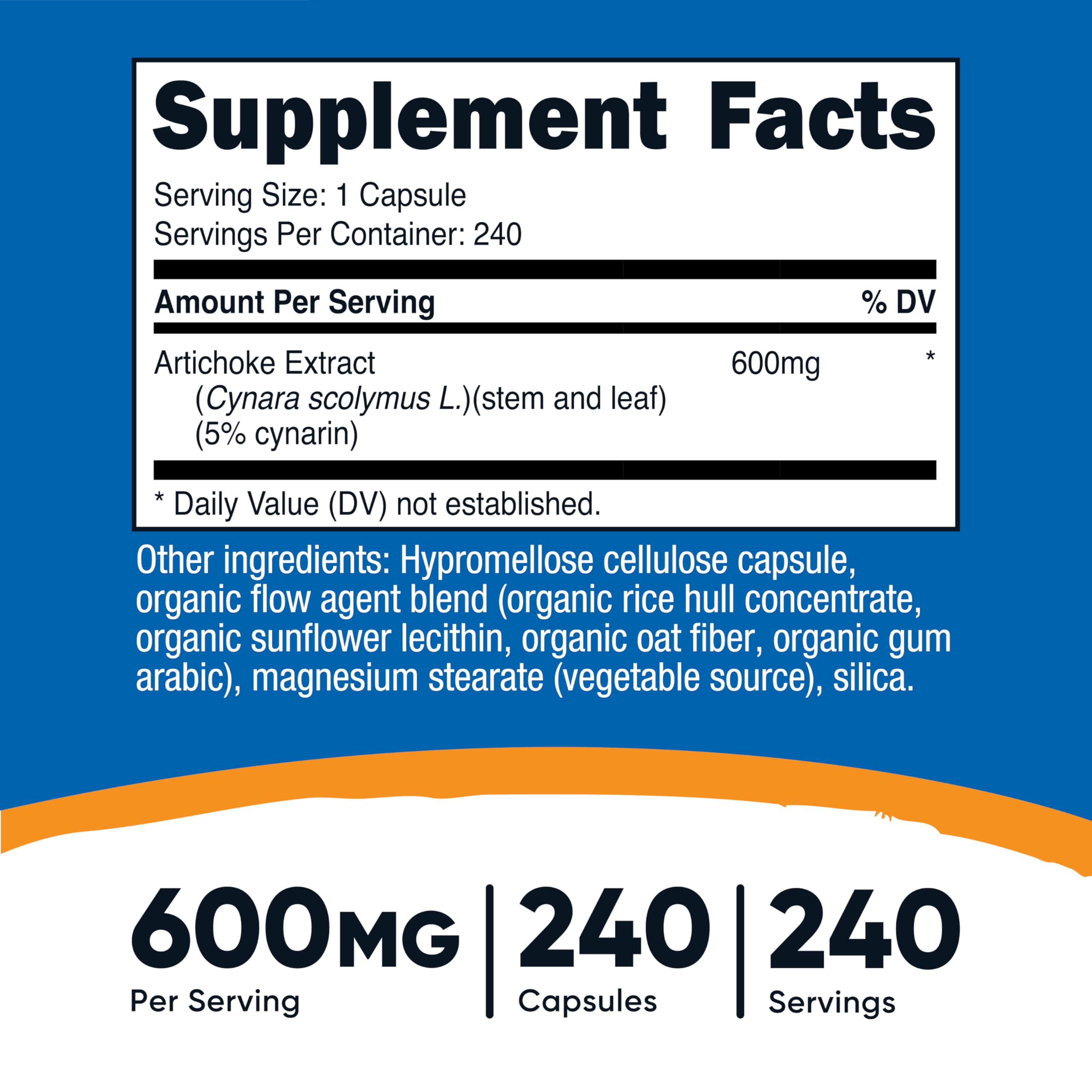 Nutricost Extracto de alcachofa etiqueta con cynarina 5% en botella