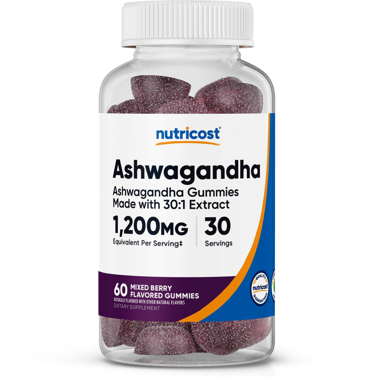 Nutricost gomitas con extracto de ashwaganda, sabor bayas mezcladas para uso diario