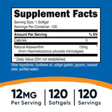 Nutricost Astaxantina 12mg cápsulas: formato suave para ingesta cómoda.