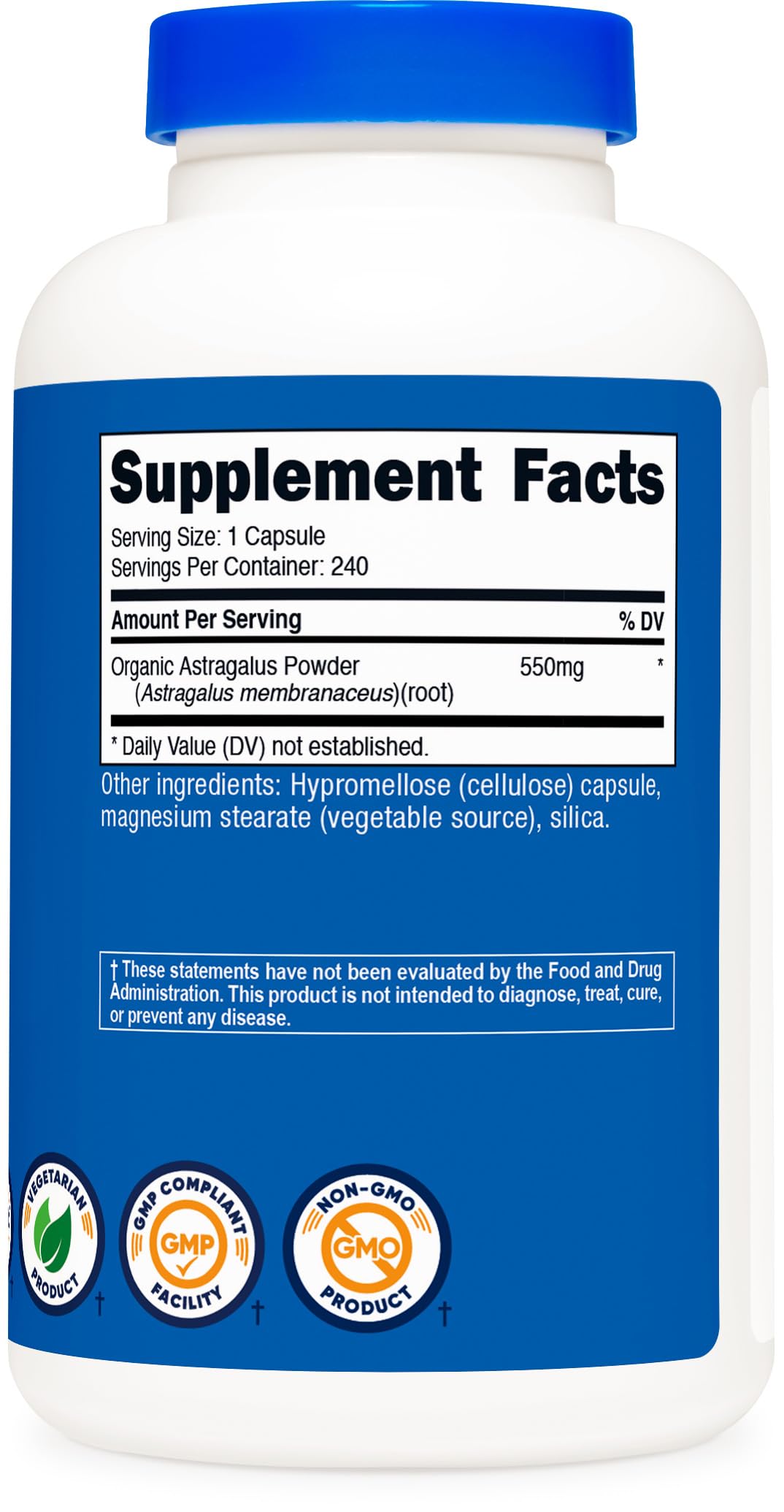 Nutricost Astragalus etiqueta: envase bien etiquetado para compra confiable.