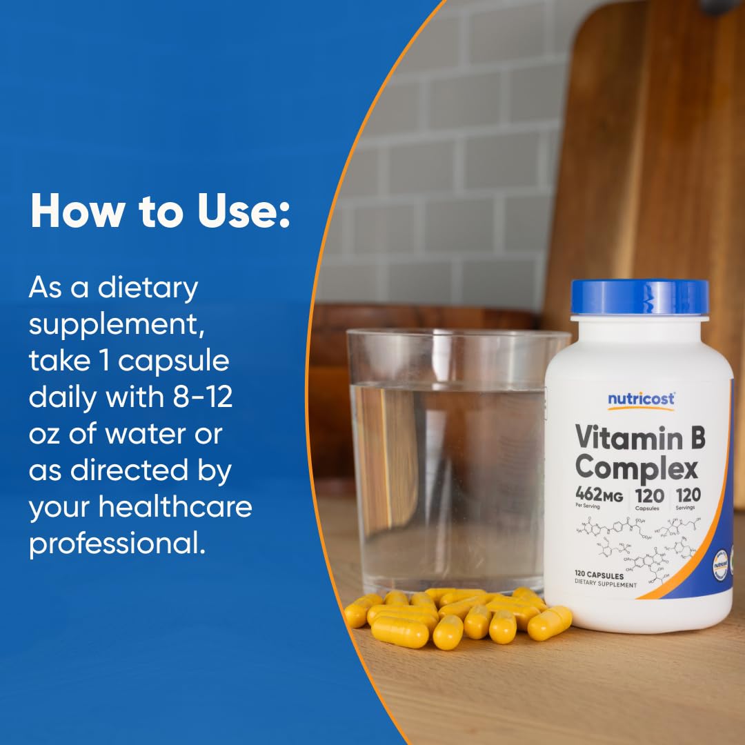 Nutricost B Complex cápsulas verter: porción lista para consumir.