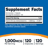 Etiqueta clara de Nutricost B12 1000mcg, fácil ver ingredientes y enfoque vegetariano
