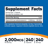 Nutricost B12 cápsulas metilcobalamina, forma vegetariana de alta concentración.