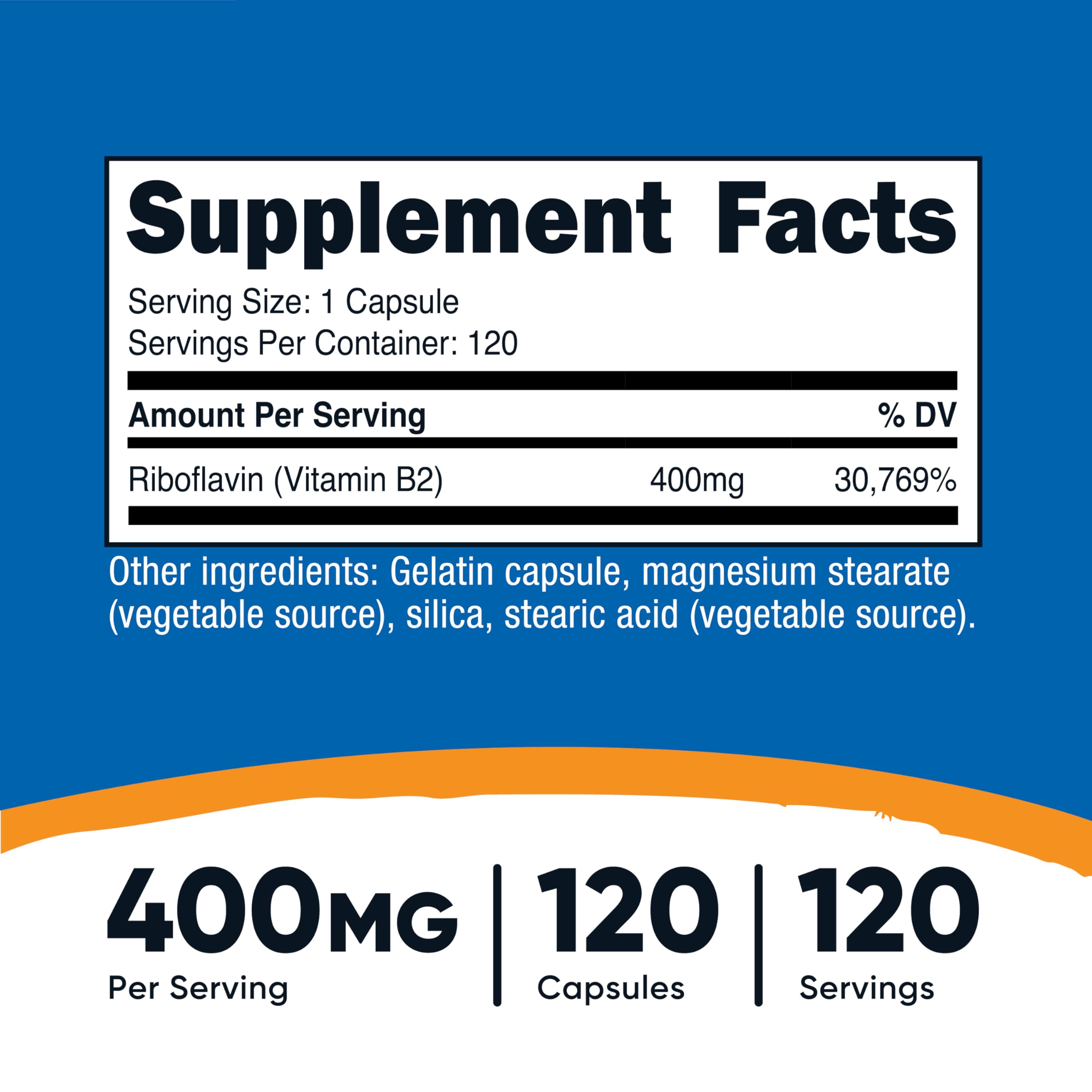 Nutricost B2 Riboflavina cápsulas de 400 mg para energía cotidiana