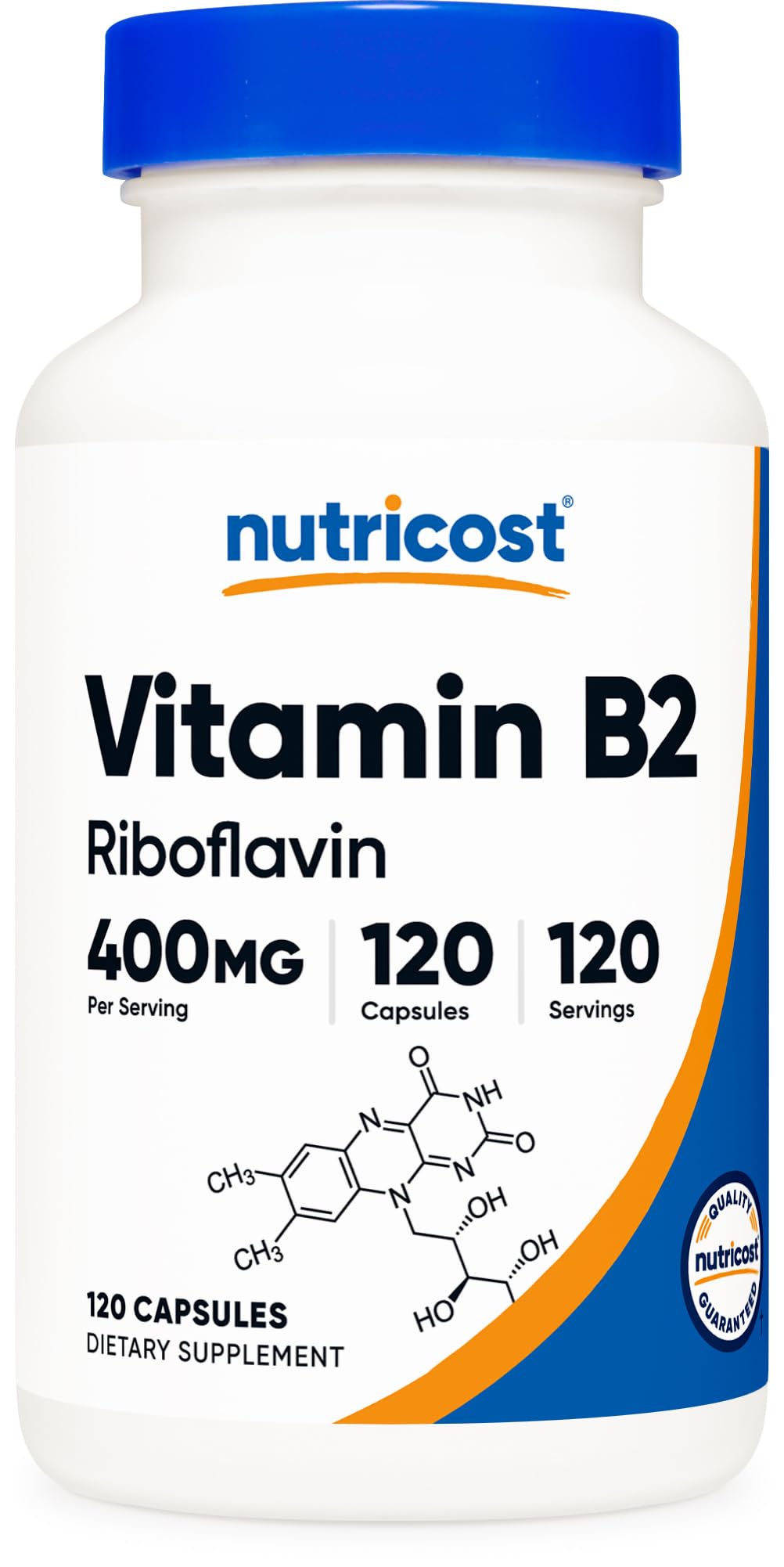 Nutricost B2 Riboflavina frasco de cápsulas para uso diario