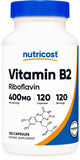 Nutricost B2 Riboflavina frasco de cápsulas para uso diario