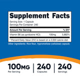 Botella Nutricost B6 con 240 cápsulas para consumo diario