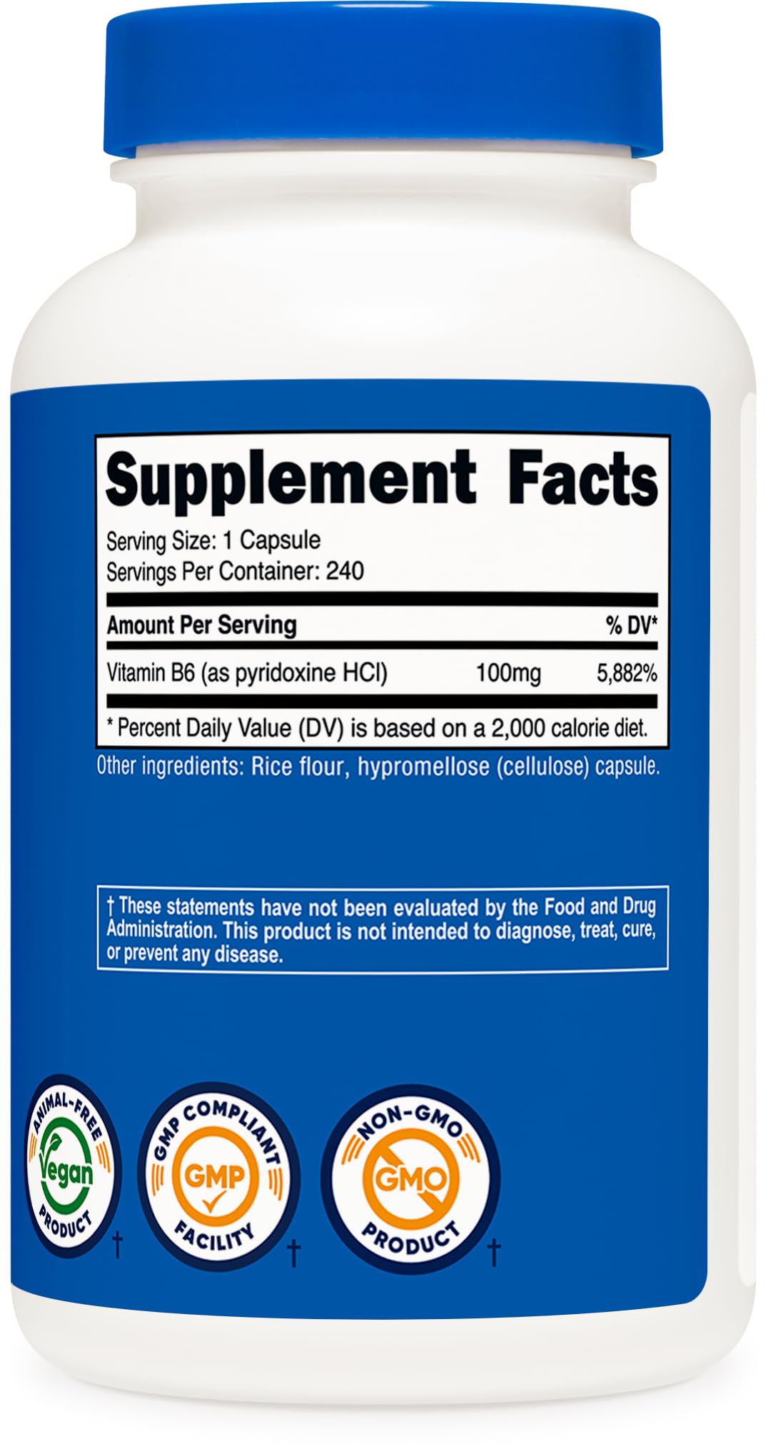 Uso diario con una cápsula Nutricost B6 para energía general