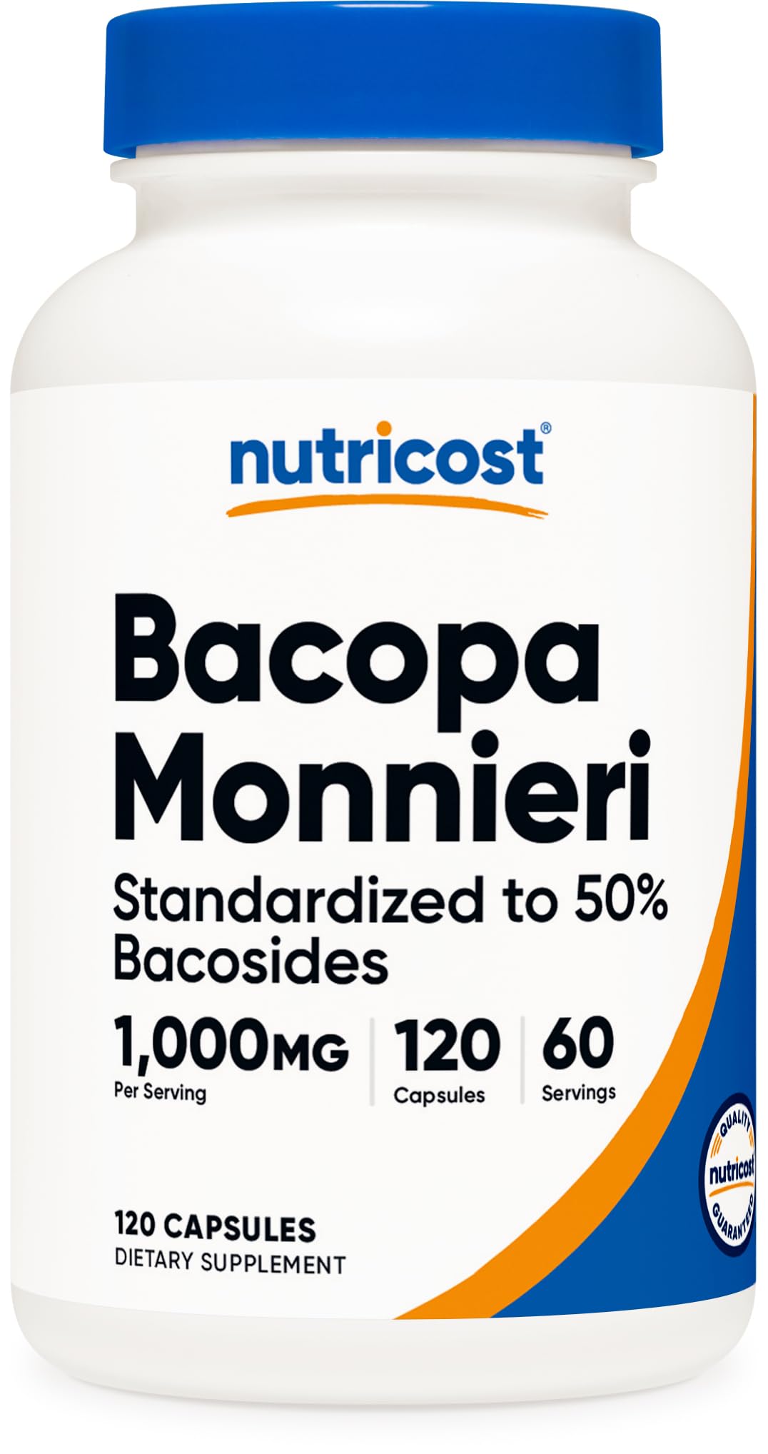 Nutricost Bacopa Monnieri botella con cápsulas para apoyo al enfoque diario