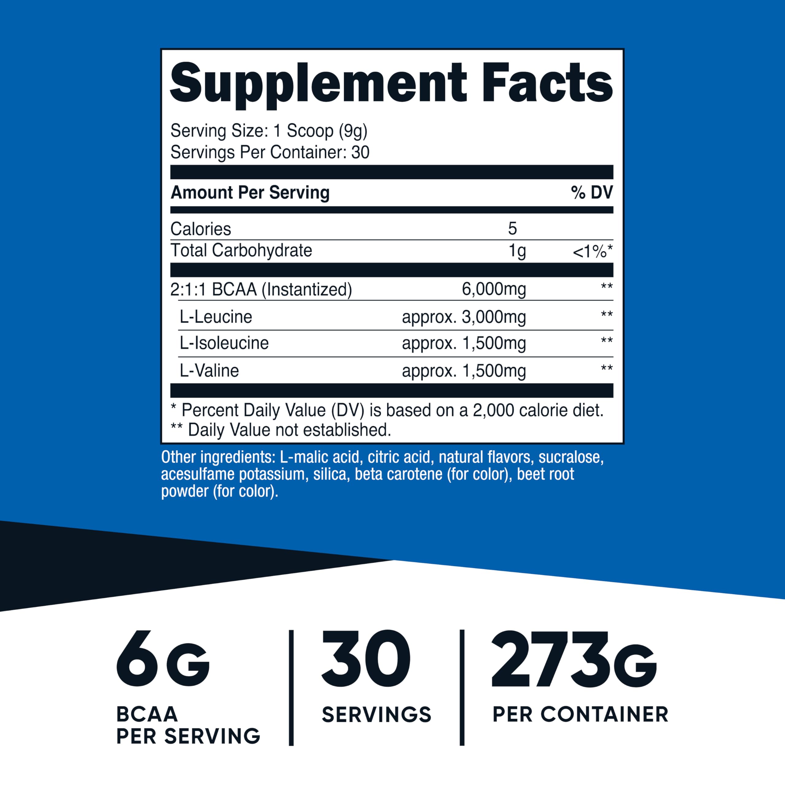 Nutricost BCAA, frasco de 30 porciones, conveniente para sesiones intensas