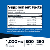 Nutricost BCAA 500 cápsulas botella, conveniente para entrenamientos frecuentes.