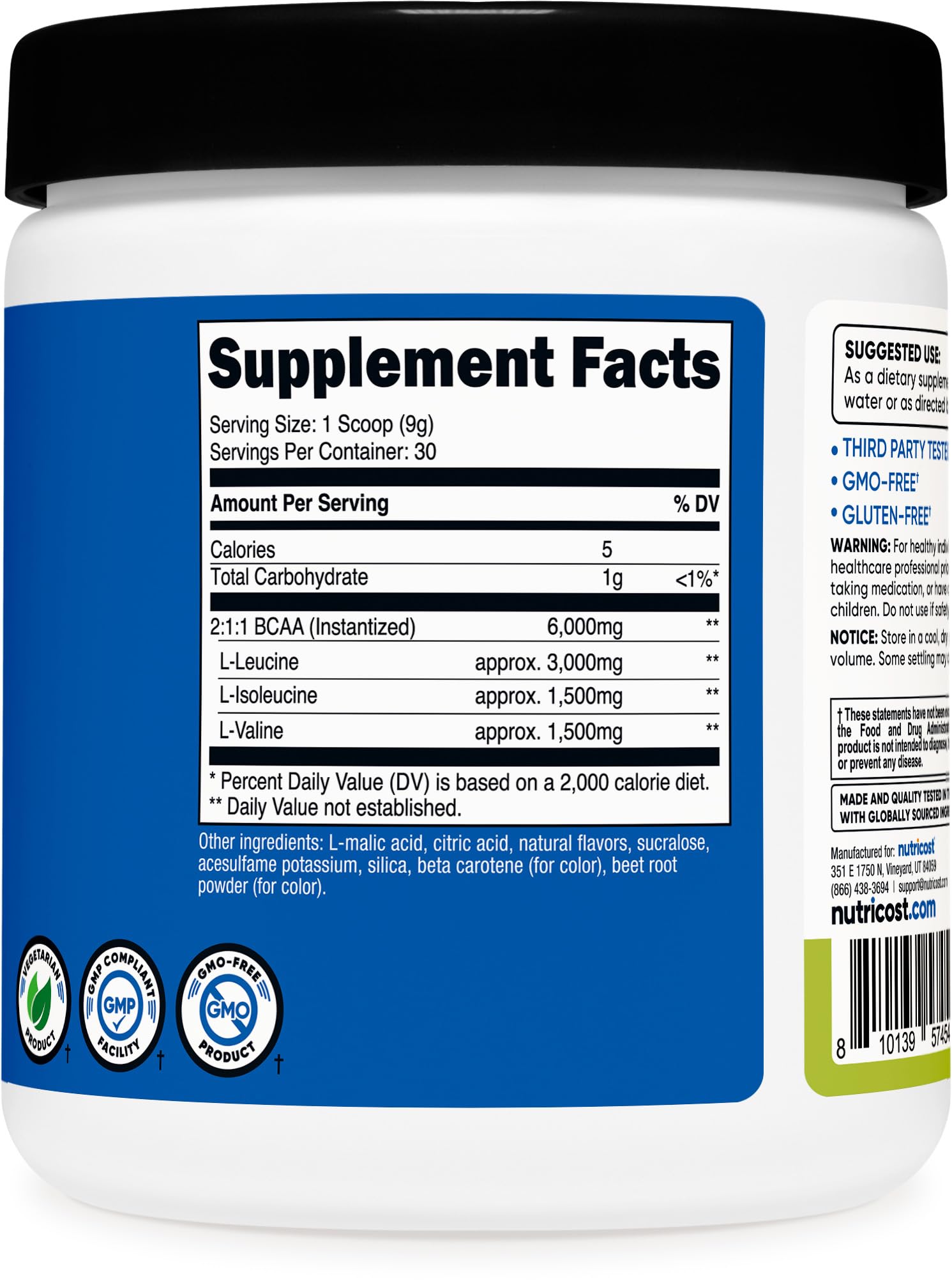 Nutricost BCAA, batido post-entrenamiento para recuperación