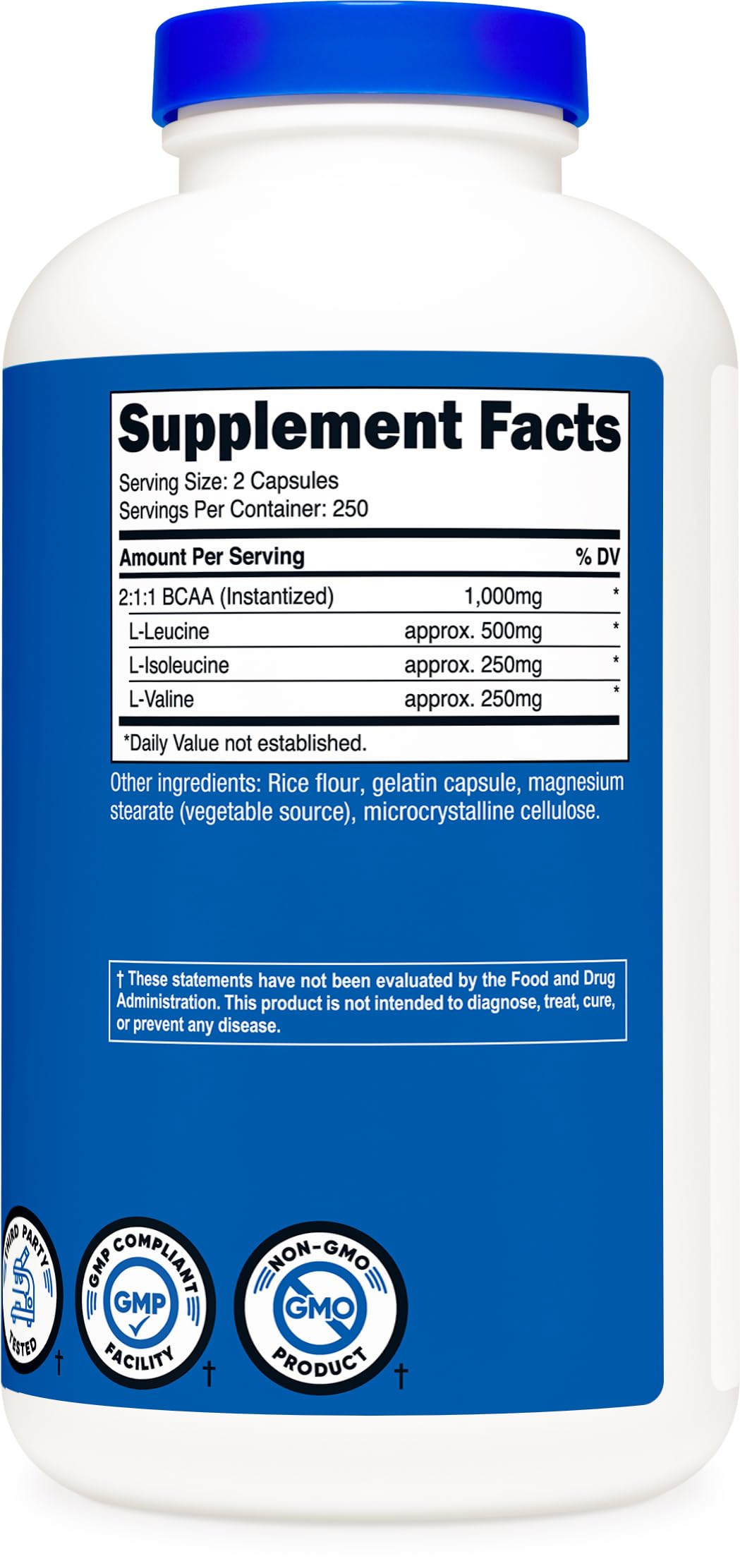 Nutricost BCAA cápsulas fácil de tragar, ideal para rutinas intensas.