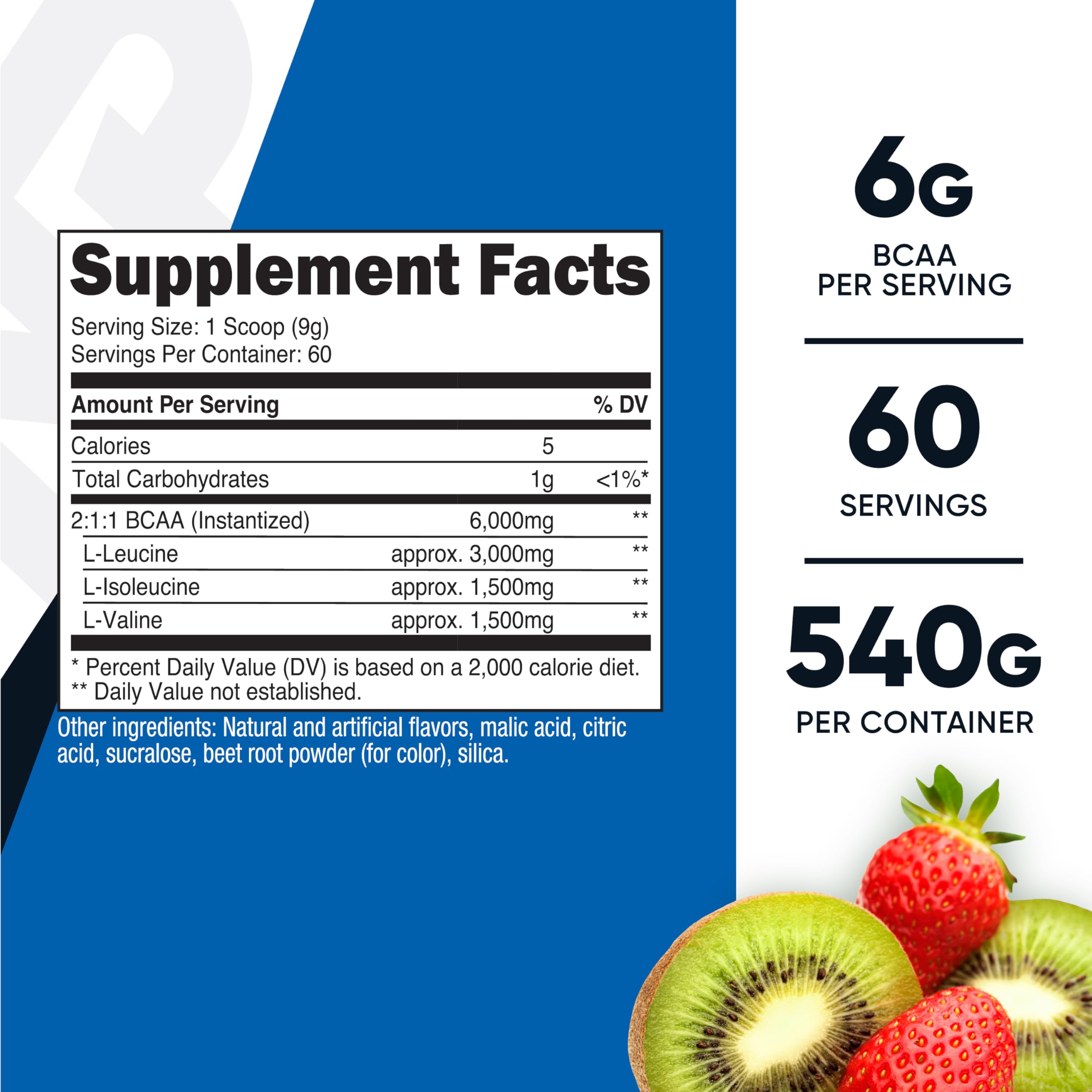 Nutricost BCAA con cucharada medidora incluida para dosis cómodas.