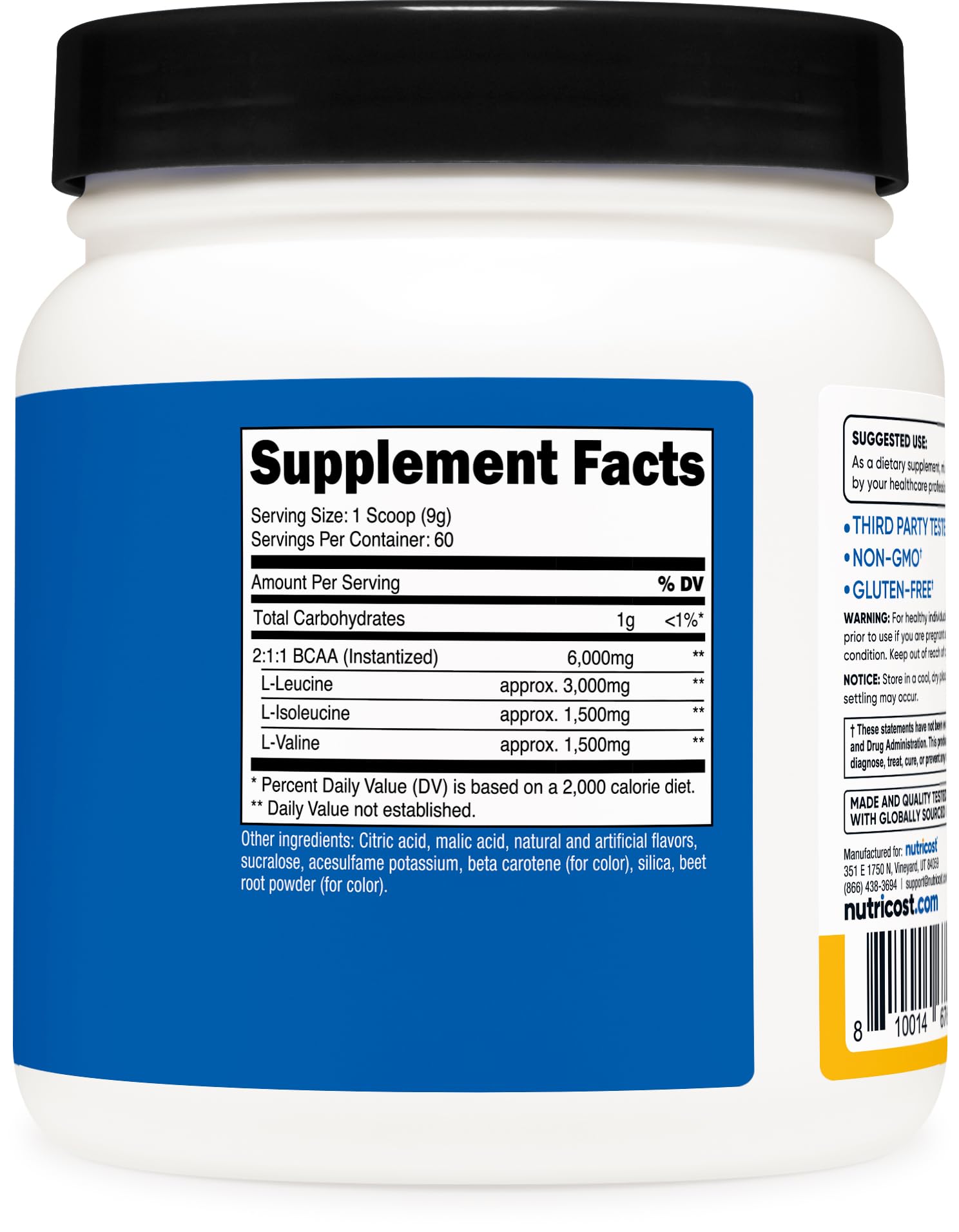 Nutricost BCAA disolucion en agua mezcla rapida tras entreno