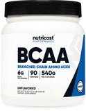 Nutricost BCAA en polvo, empaque nuevo, listo para entrenamientos diarios.