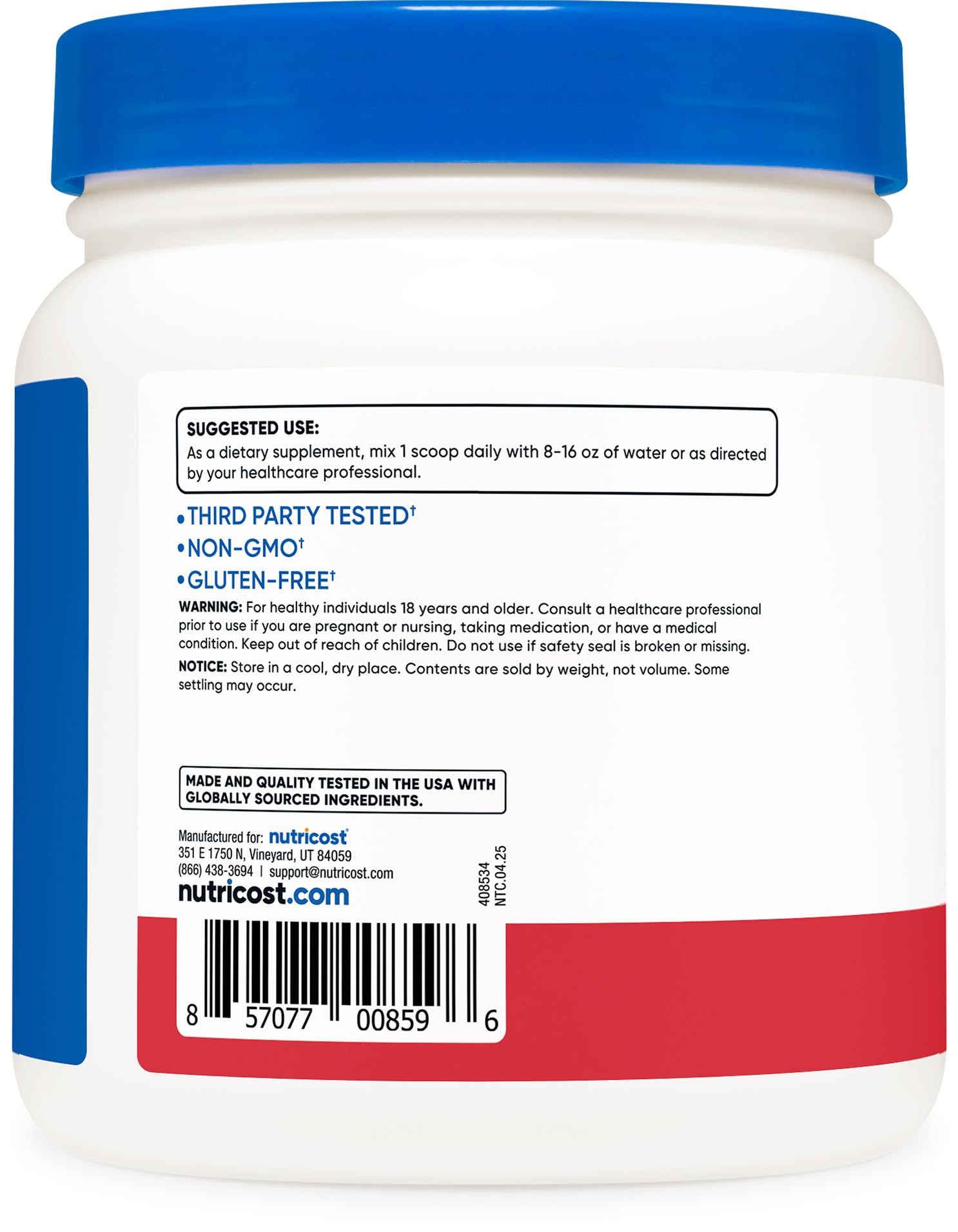 Nutricost BCAA etiqueta sabor fruta para preentrenamiento.