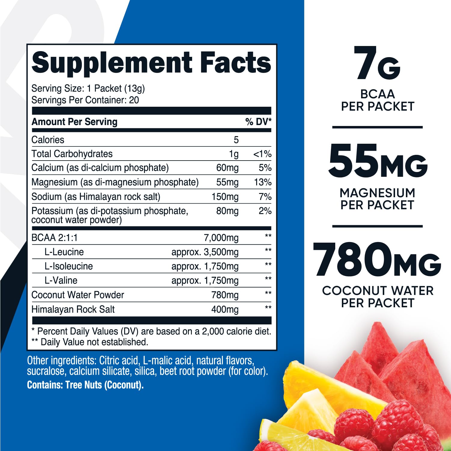 Nutricost BCAA+ Fruta Punch: mezcla en agua fácil para uso después del entrenamiento.