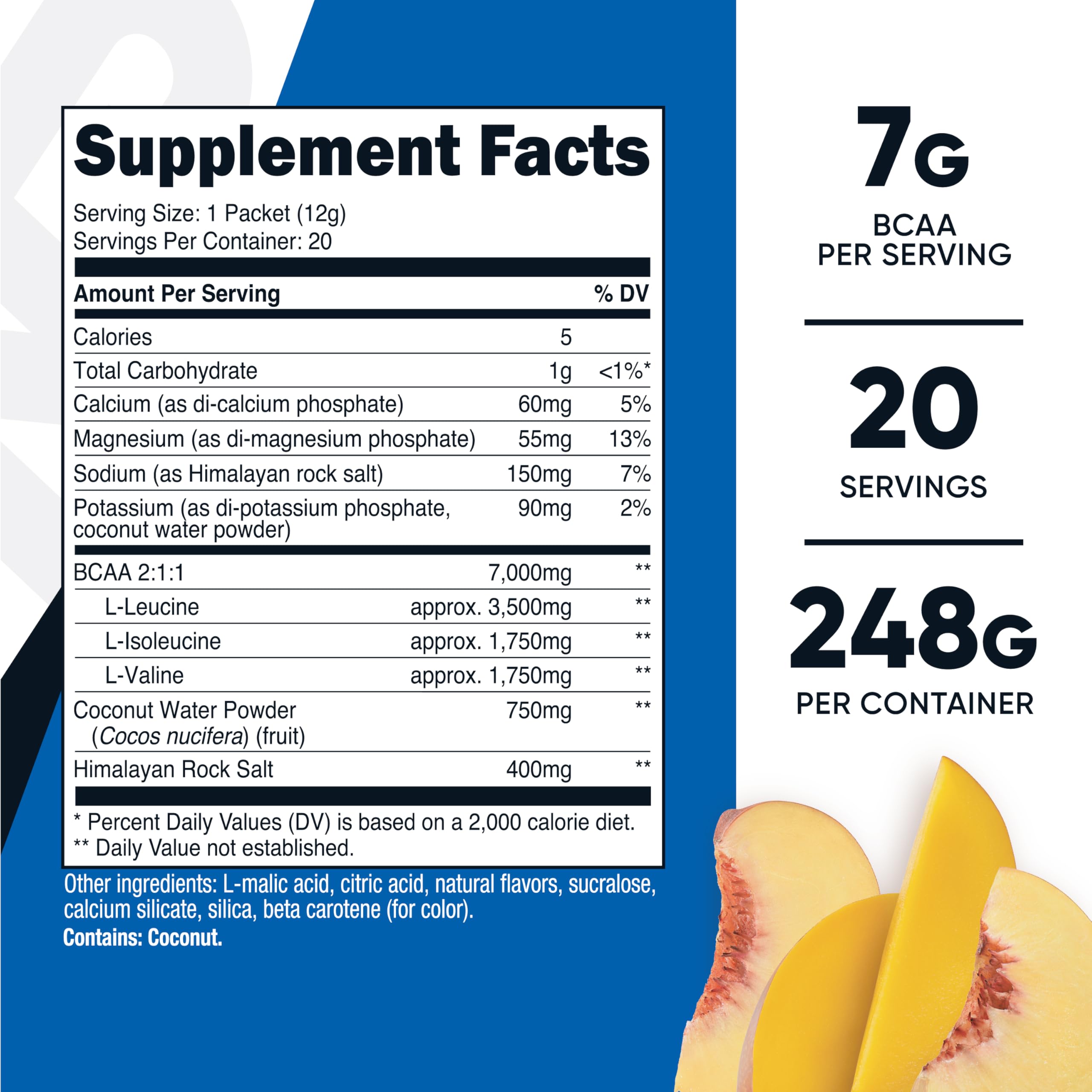 Nutricost BCAA+ Hidratación, envase de 20 sobres, fácil mezclar con agua
