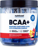 Nutricost BCAA+ Fruta Punch: stickpack portátil para hidratación rápida durante entrenamientos.