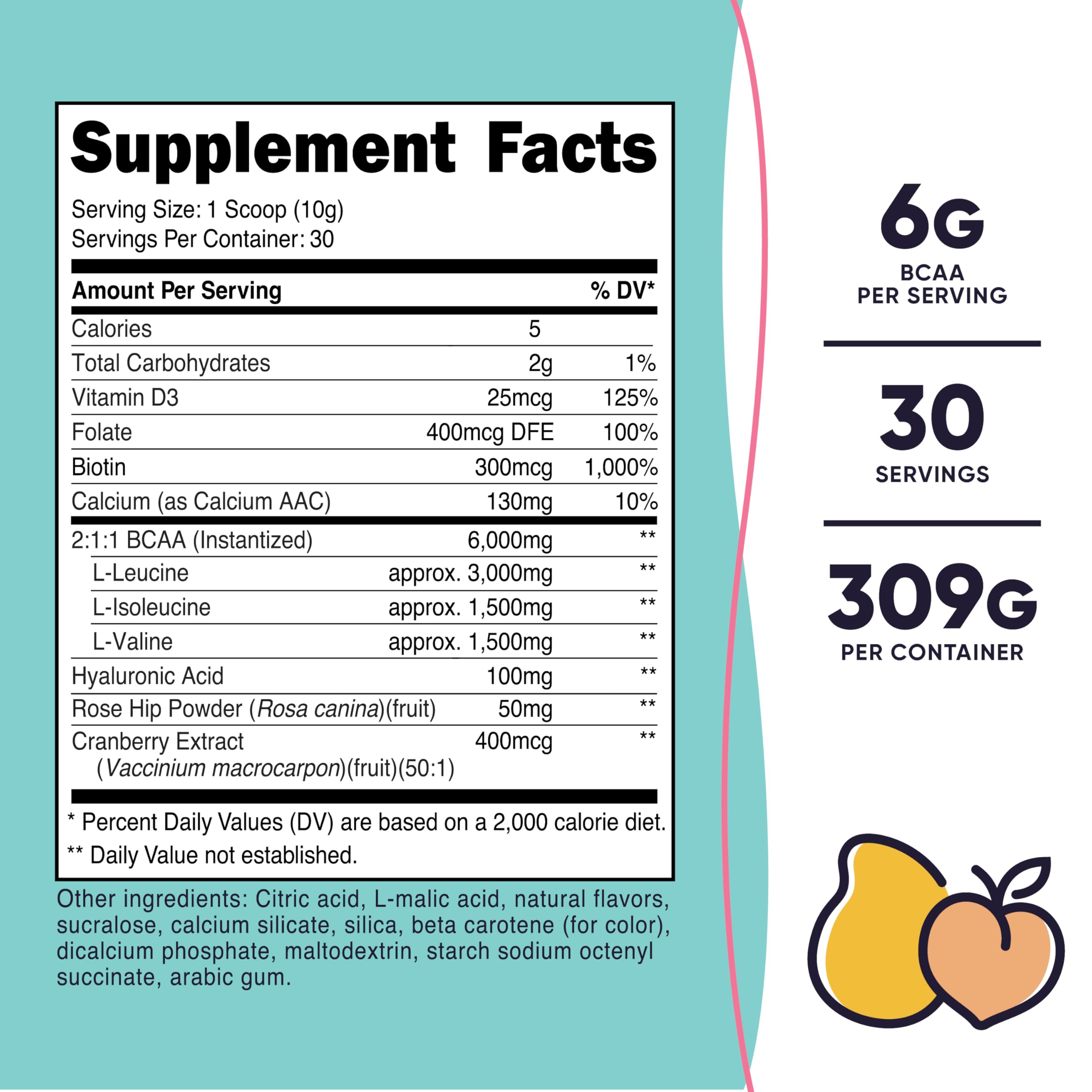 Nutricost BCAA para Mujeres, cuchara medidora incluida, facilita dosis precisas para cada toma.