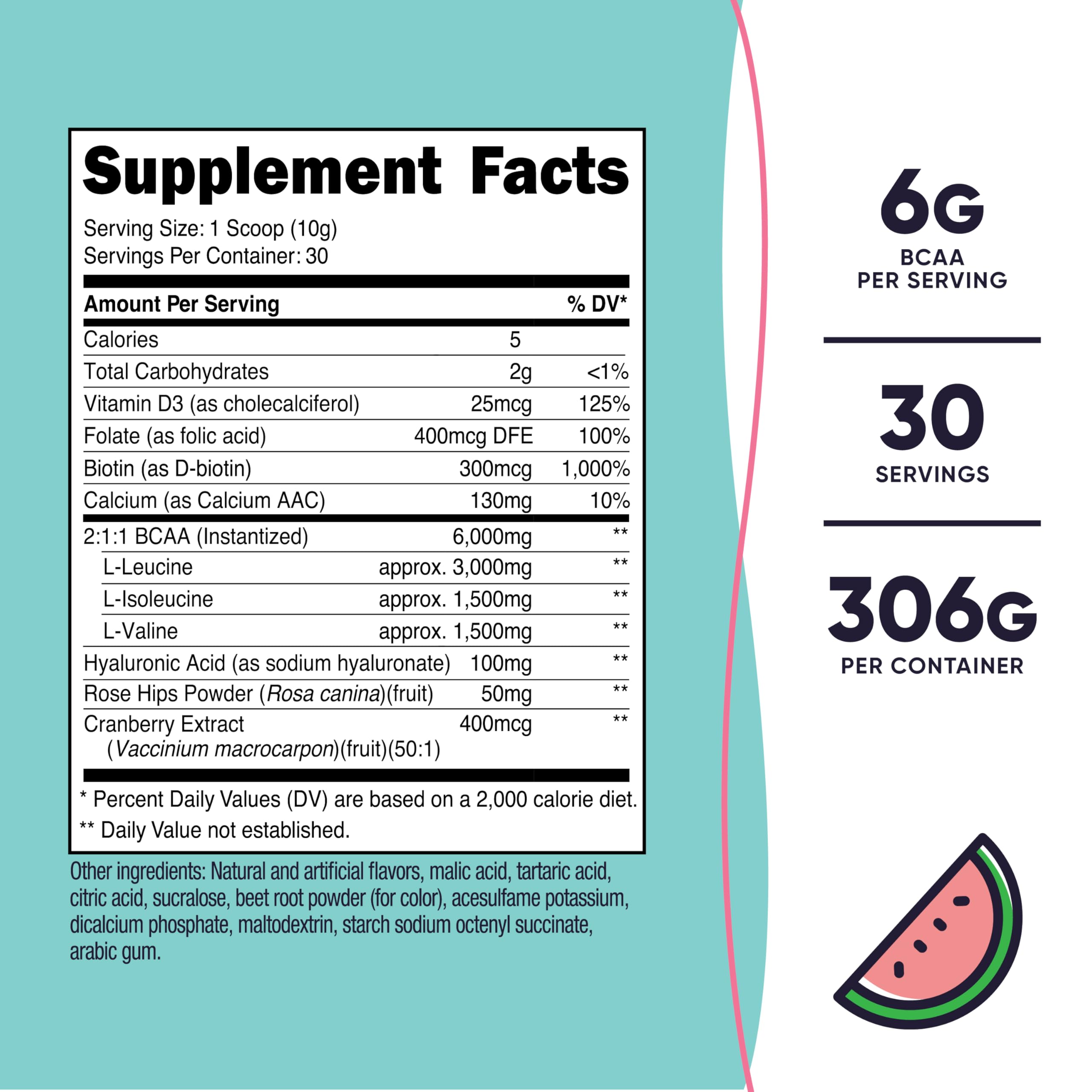 Nutricost BCAA para mujeres, etiqueta cercana, sabor sandía, experiencia refrescante