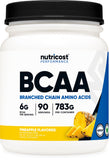 Nutricost BCAA Piña en bote, ideal para recuperación muscular durante el entrenamiento