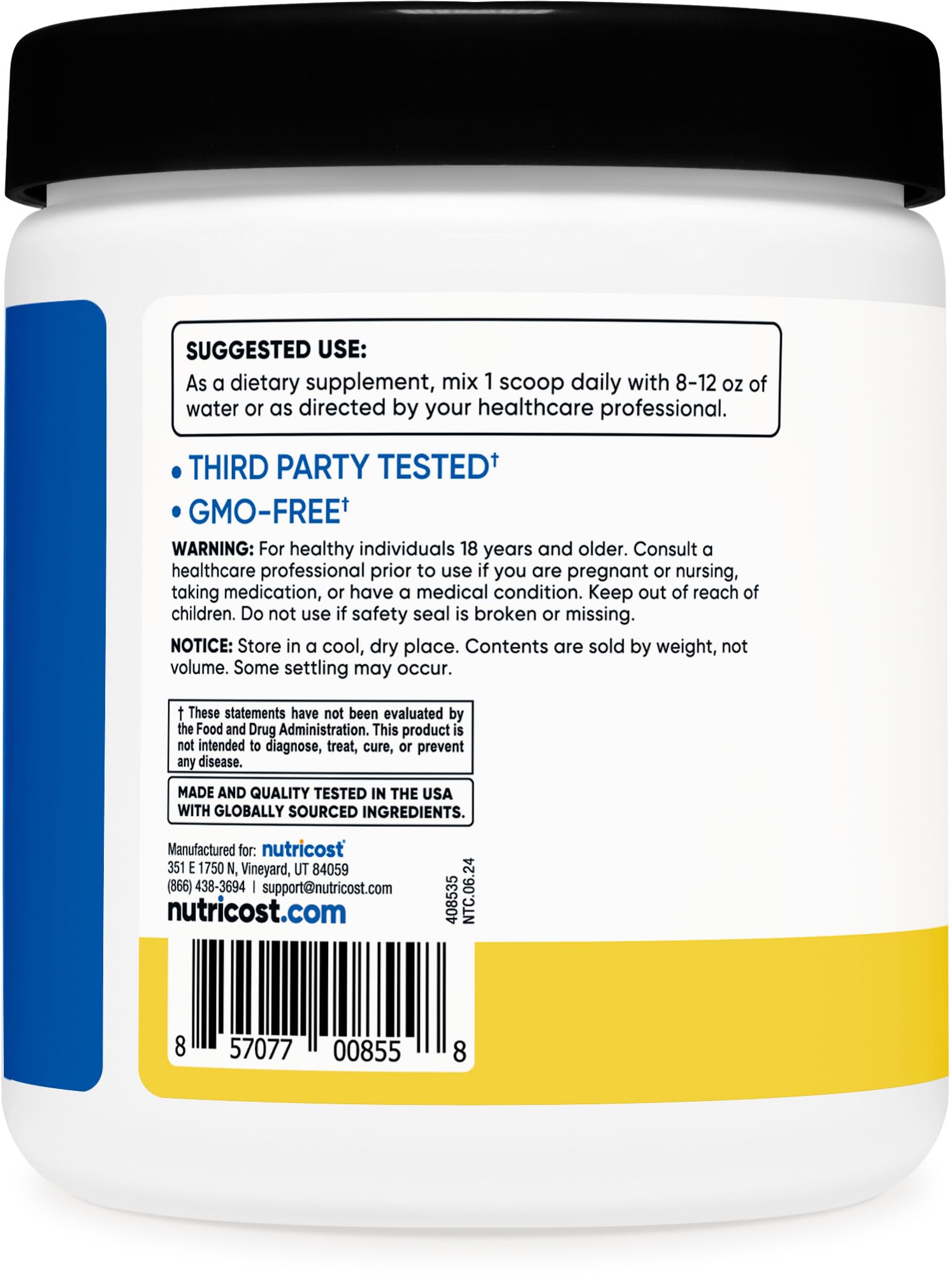 Nutricost BCAA Piña etiqueta legible con información de calidad
