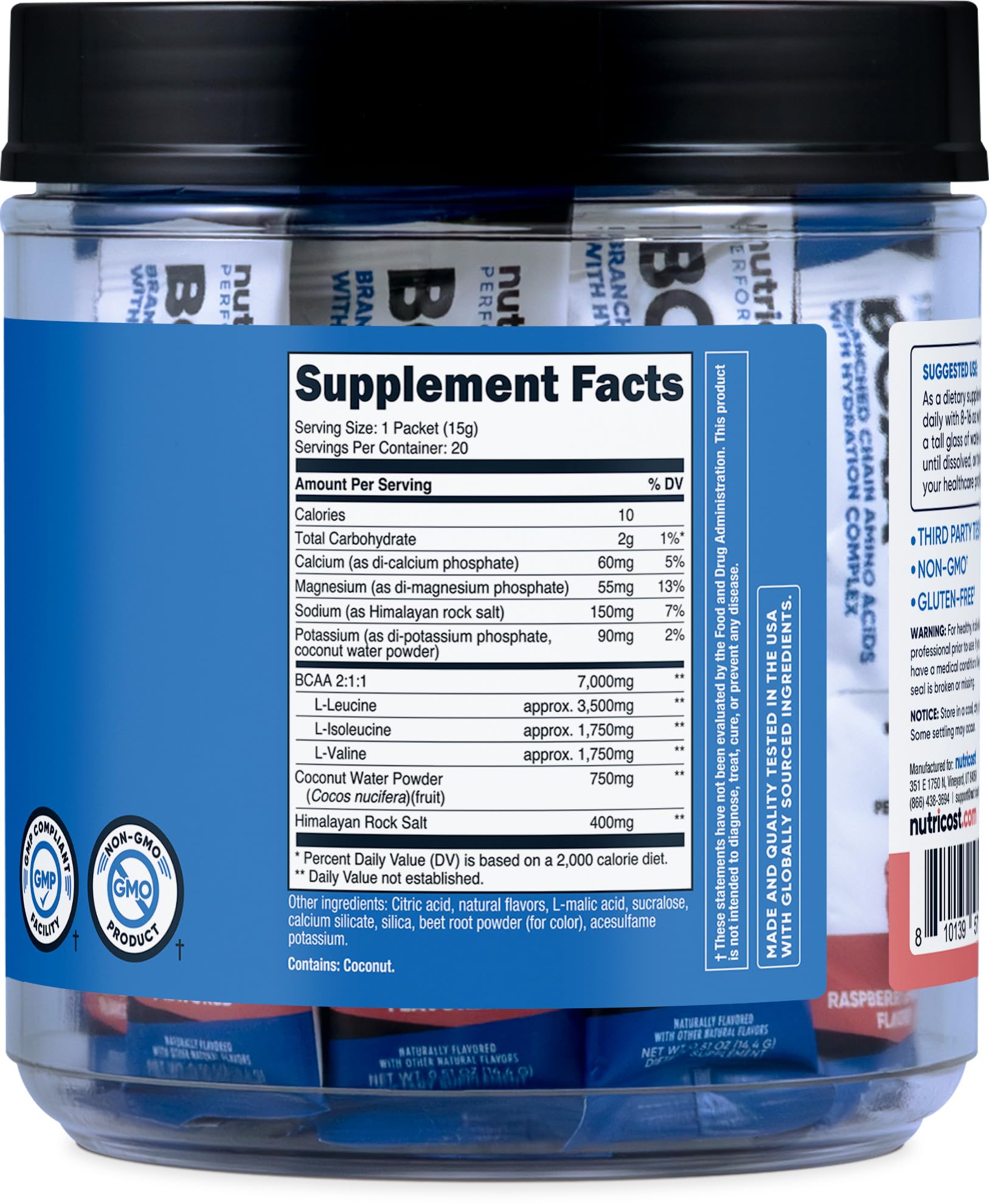 Nutricost BCAA+ Hydration, uso durante el entrenamiento para momentos de hidratación.