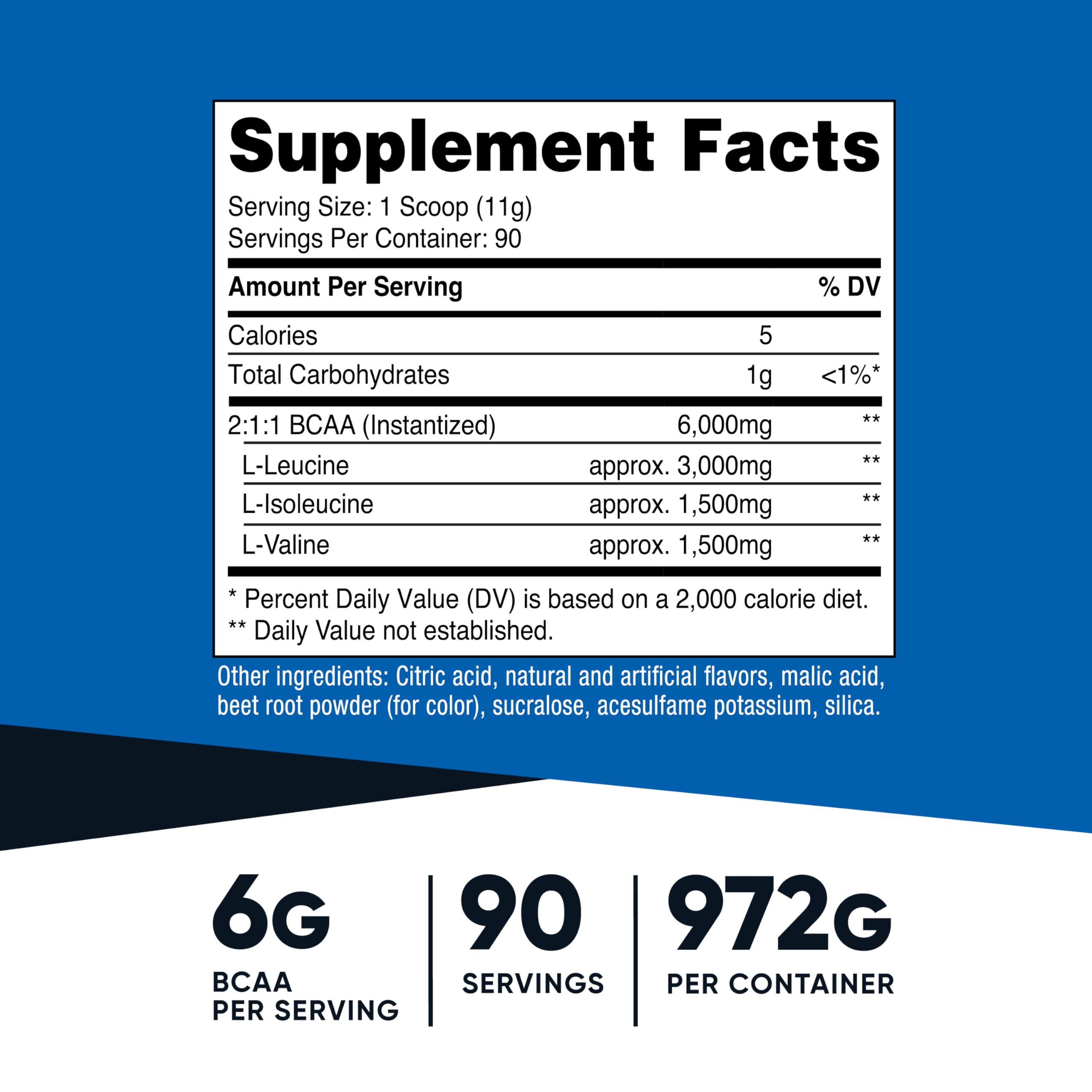 Nutricost BCAA Powder frambuesa-limón con cuchara medidora incluida para dosificar.