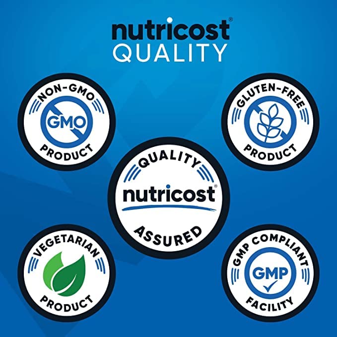 Nutricost BCAA polvo frambuesa-limonada, ideal para recuperación durante el entrenamiento.