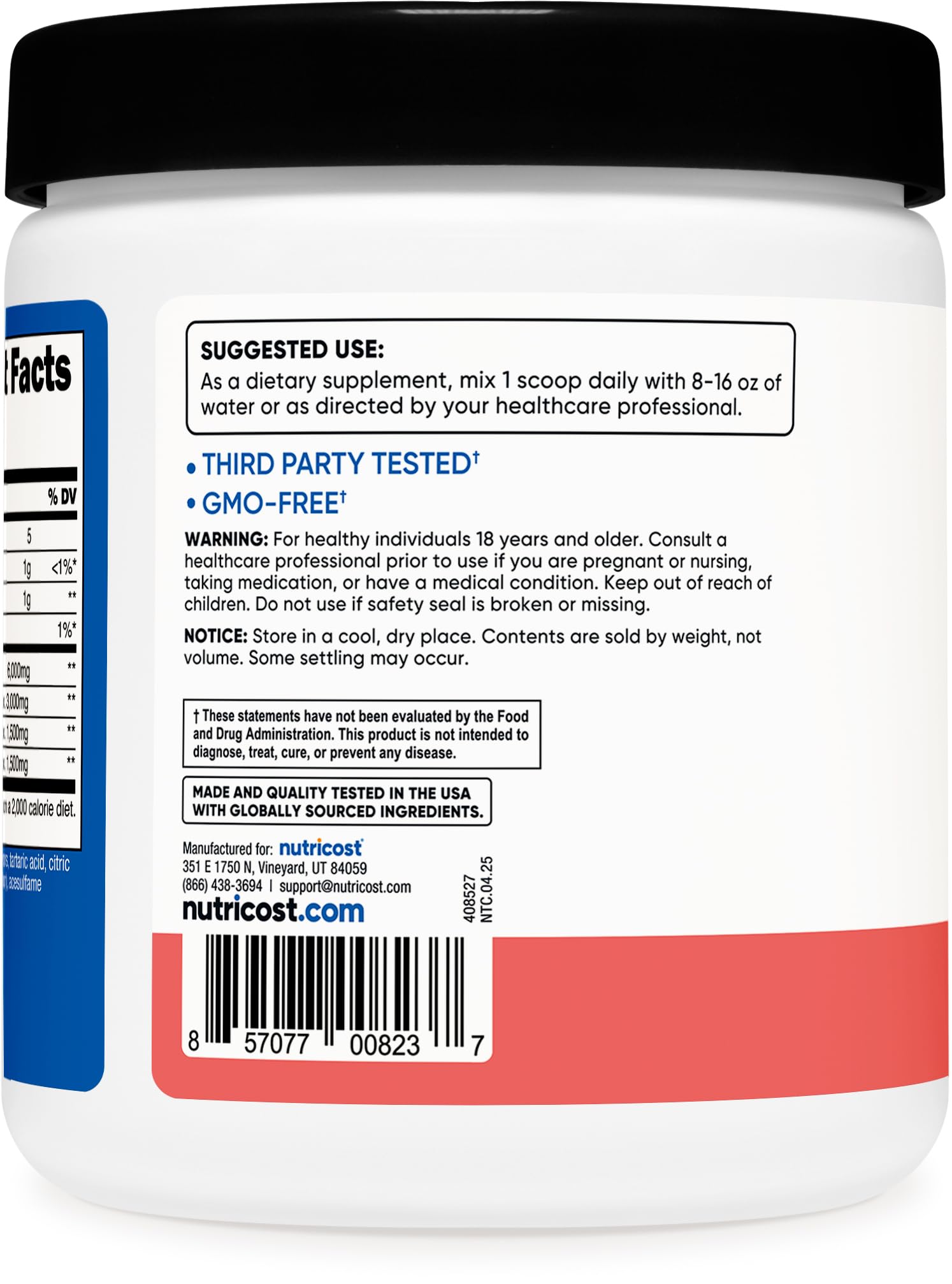 Nutricost BCAA polvo sandía: sin gluten y sin OGM para diversos estilos de entrenamiento.