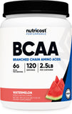 Nutricost BCAA polvo sandía, envase listo para entrenamientos intensos