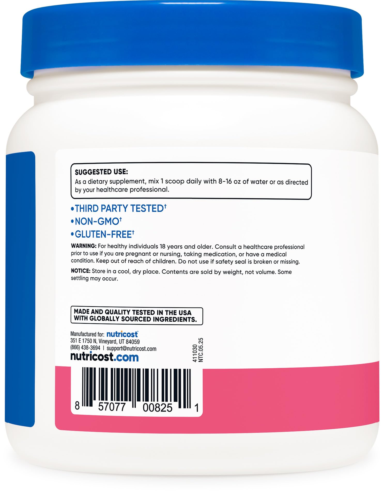 Nutricost BCAA polvo sin sabor, perfecto para mezclar con tu bebida.
