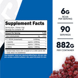 Nutricost BCAA en polvo de uva vertido en vaso para mezclas rápidas.