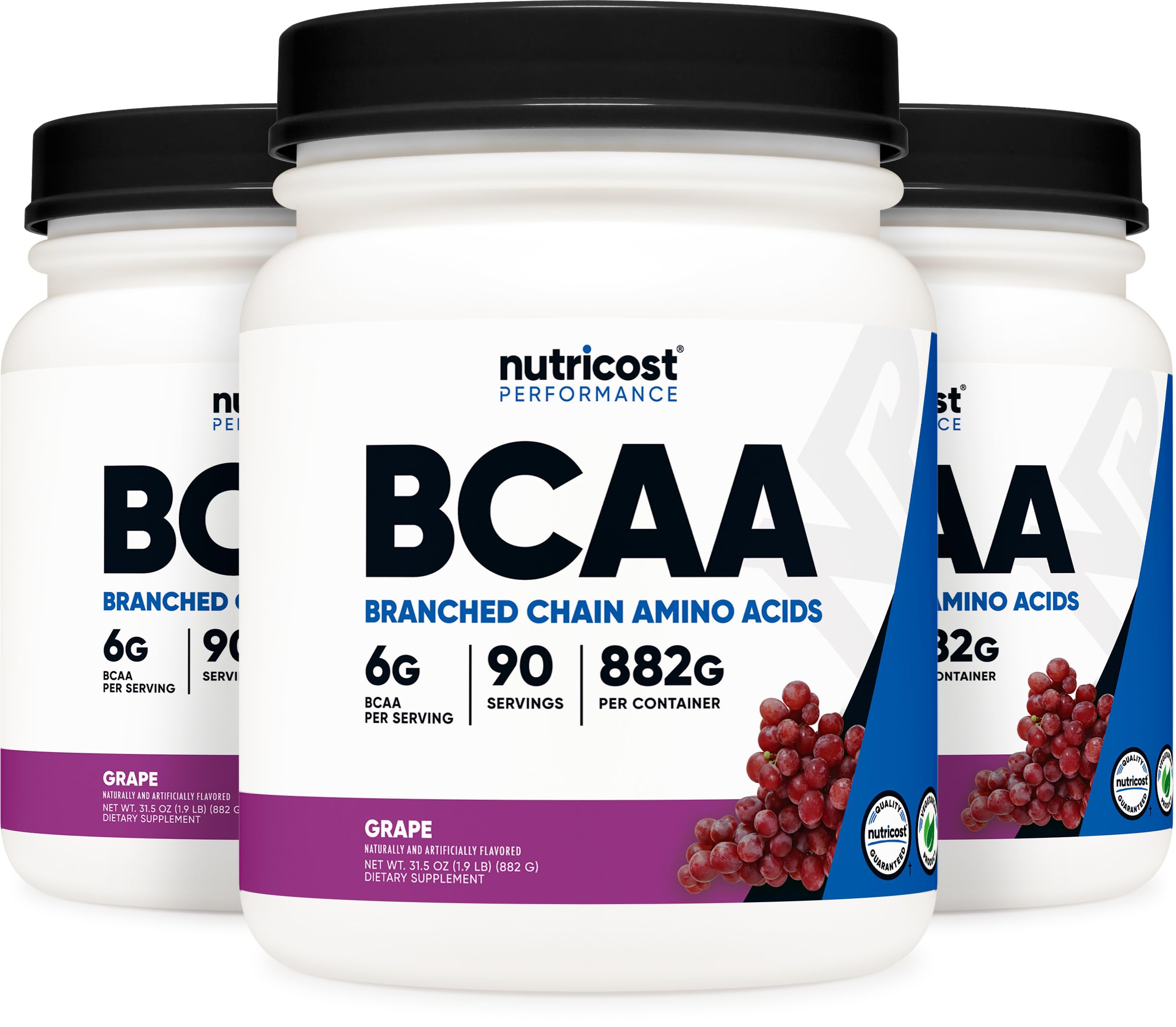 Nutricost BCAA en polvo de uva mezcla suave en vaso.