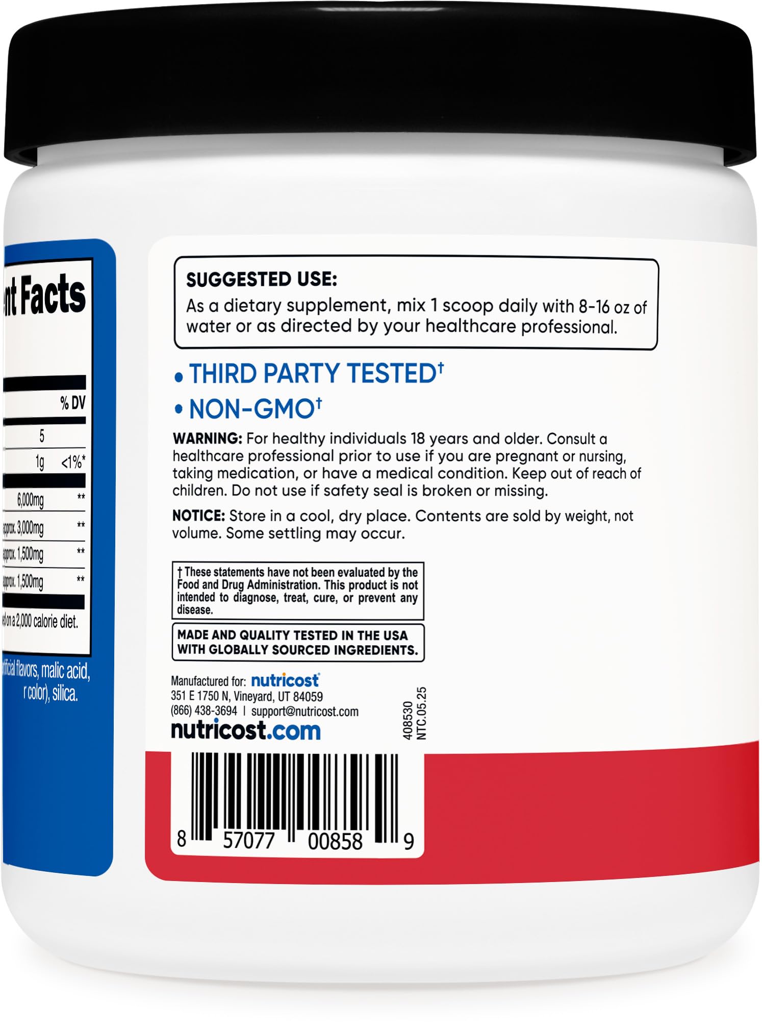Nutricost BCAA Powder con certificaciones y pruebas de calidad