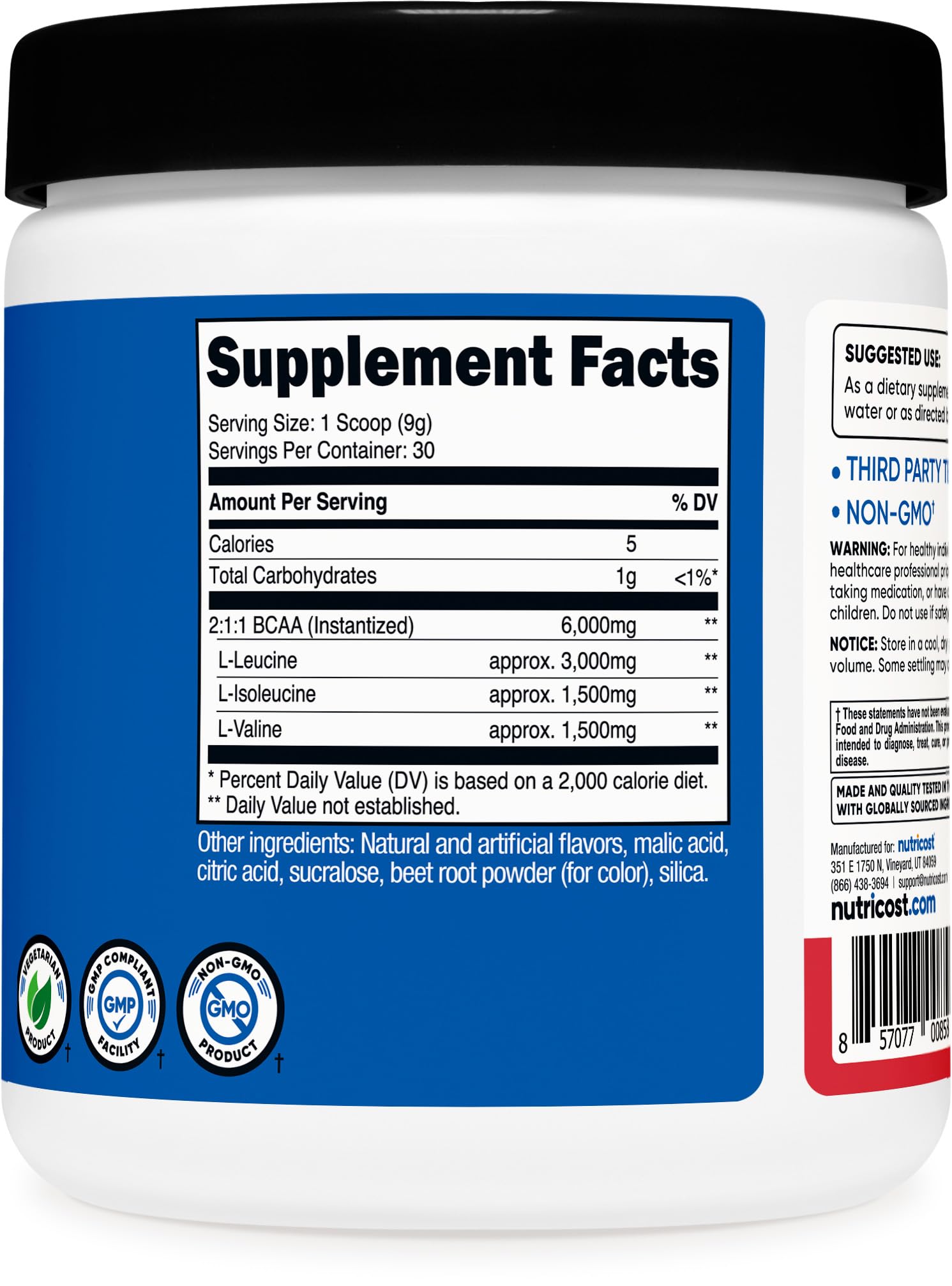 Detalle del sabor fresa kiwi de Nutricost BCAA Powder para entrenamiento