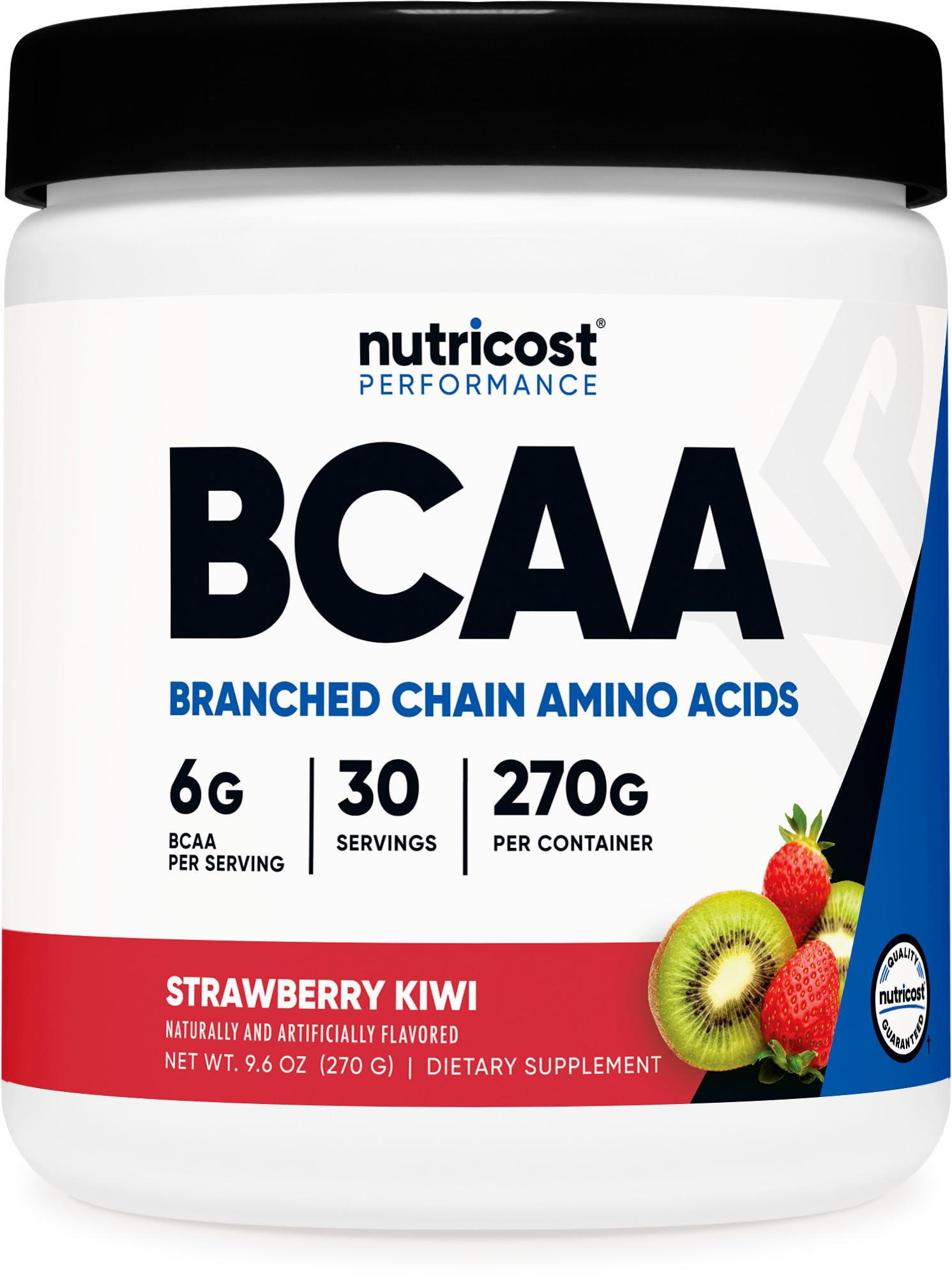 Nutricost BCAA Powder sabor fresa kiwi, porciones convenientes para entrenar