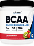 Nutricost BCAA Powder sabor fresa kiwi, porciones convenientes para entrenar