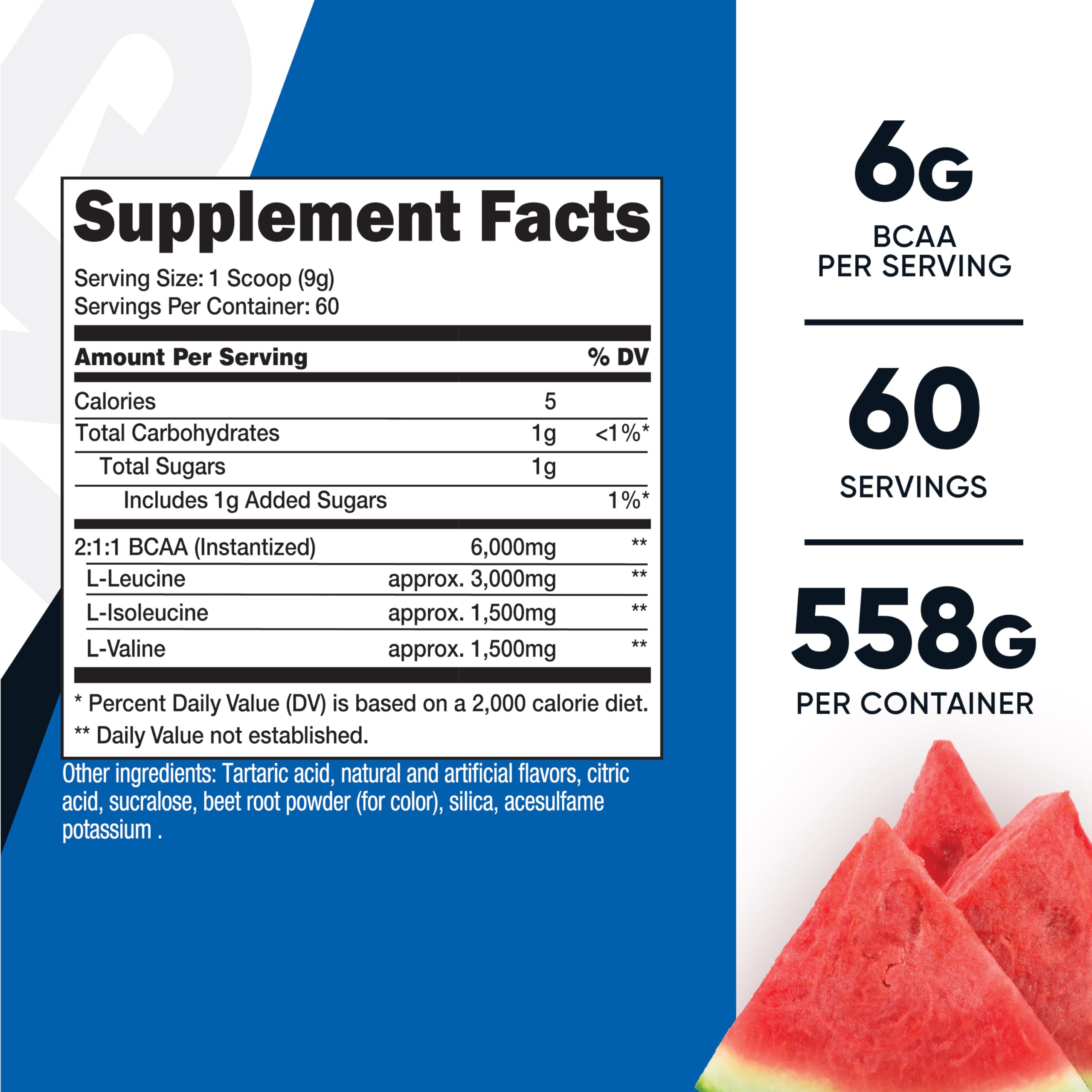 Nutricost BCAA Powder sandía en contenedor para sesiones prolongadas